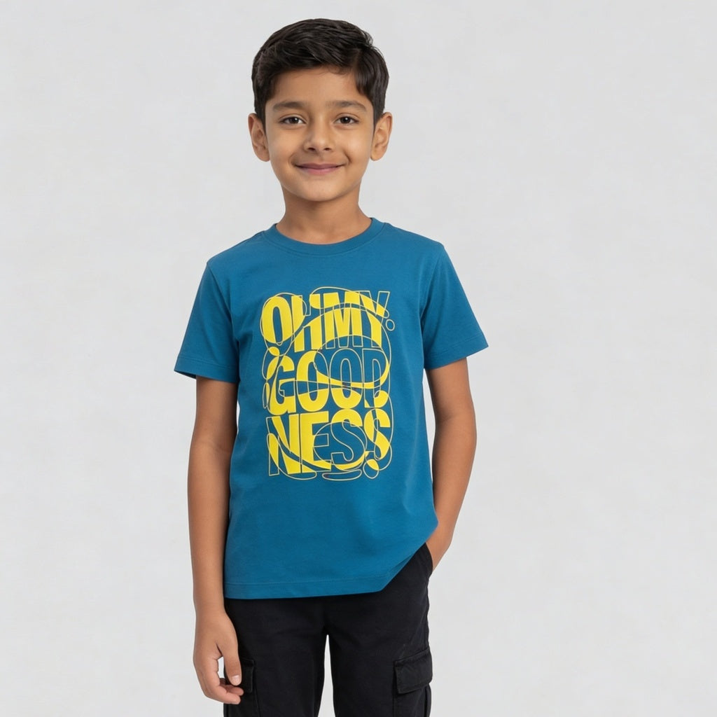 Boys Cotton Crew Neck Graphitee