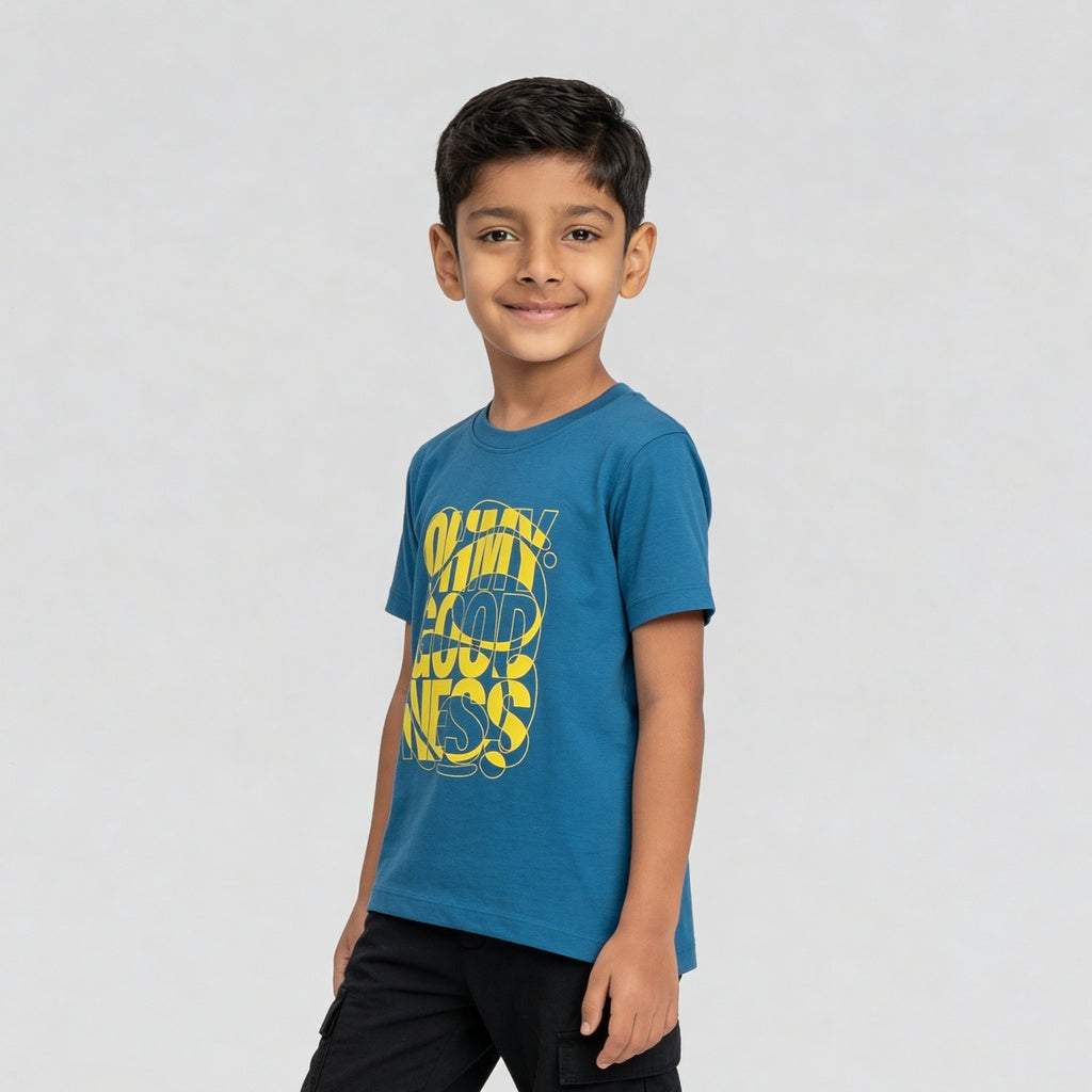 Boys Cotton Crew Neck Graphitee