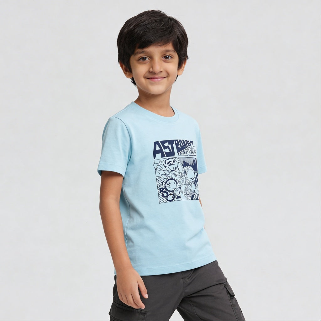 Boys Cotton Crew Neck Graphitee