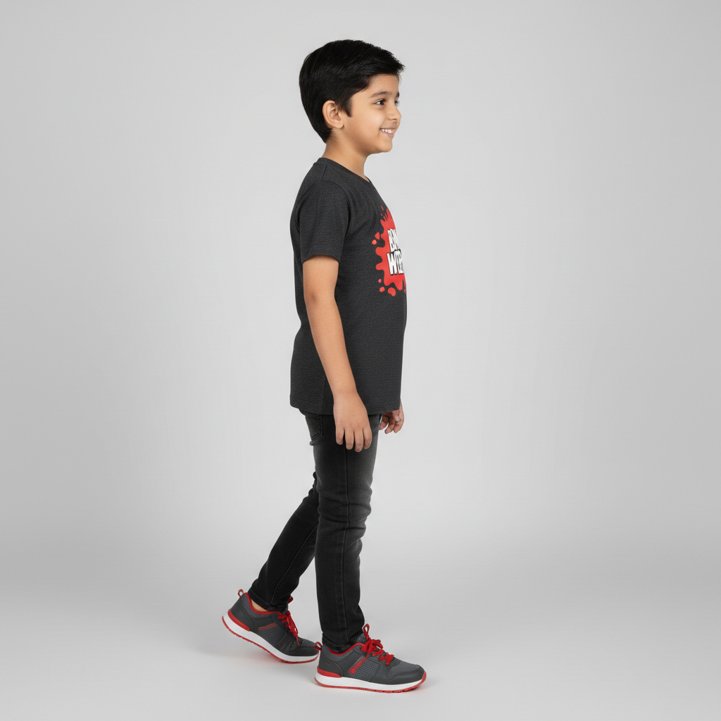 Boys Cotton Crew Neck Graphitee