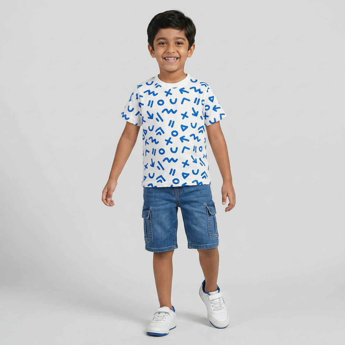 Boys Cotton Crew Neck Graphitee