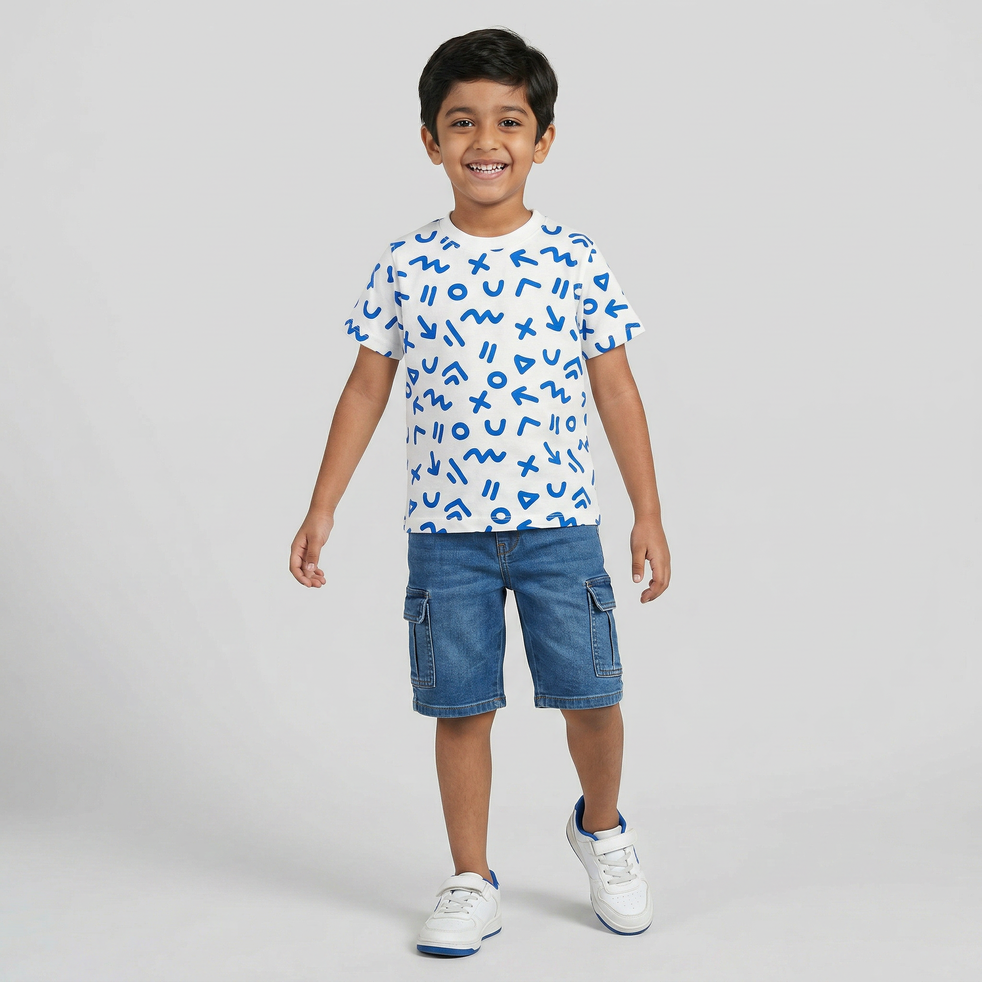Boys Cotton Crew Neck Graphitee