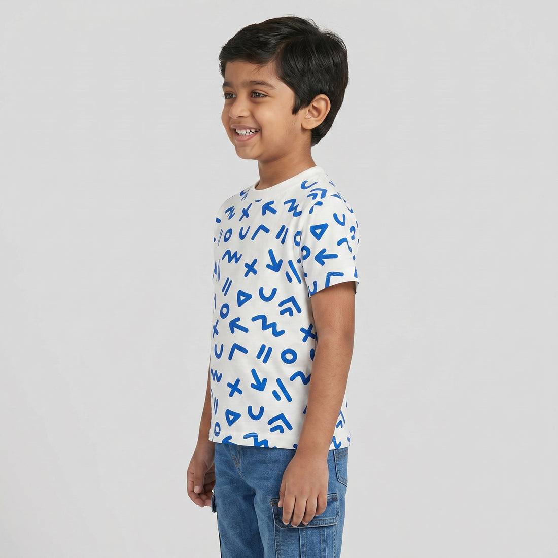 Boys Cotton Crew Neck Graphitee