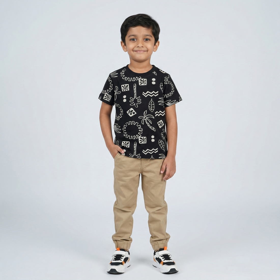 Boys Cotton Crew Neck Graphitee