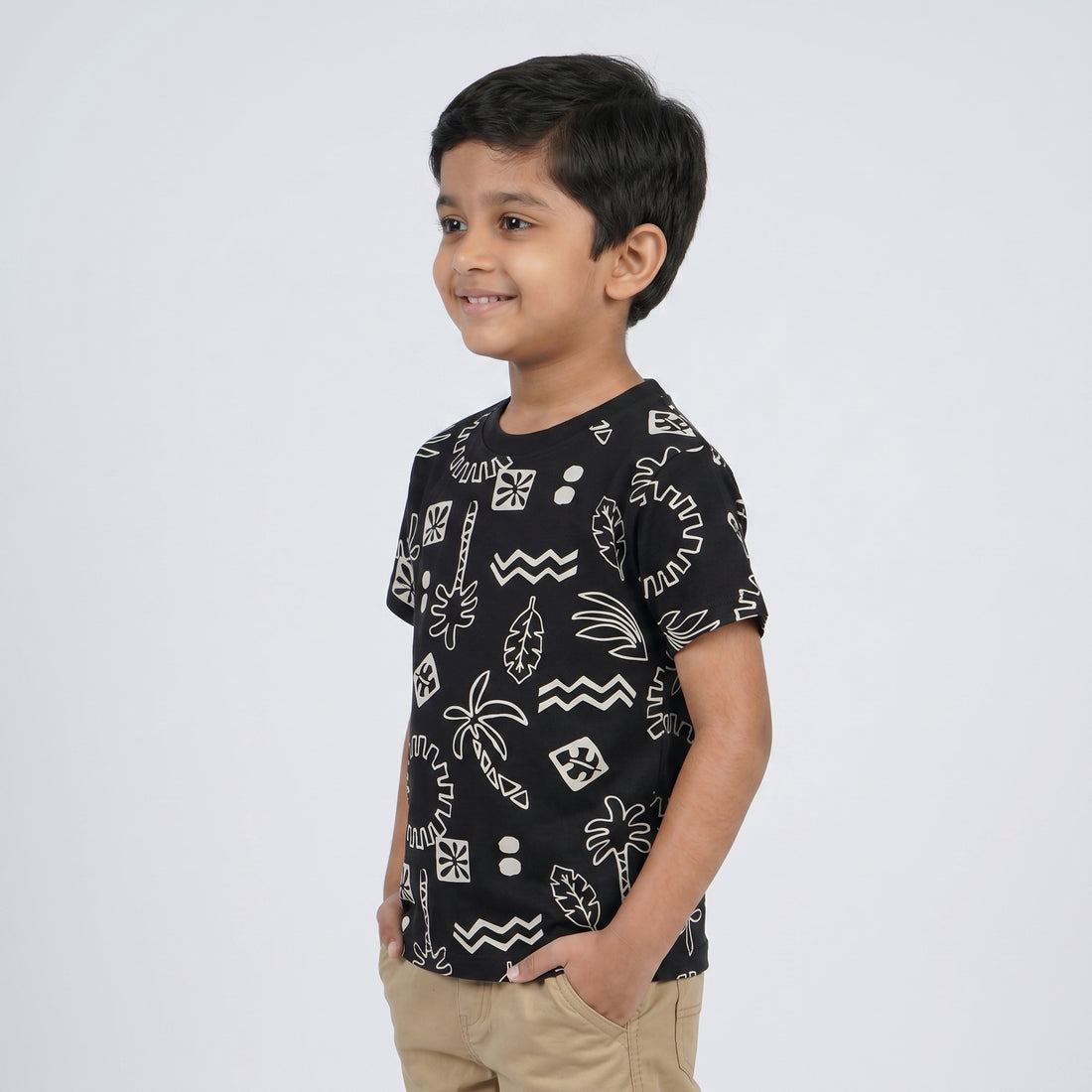 Boys Cotton Crew Neck Graphitee
