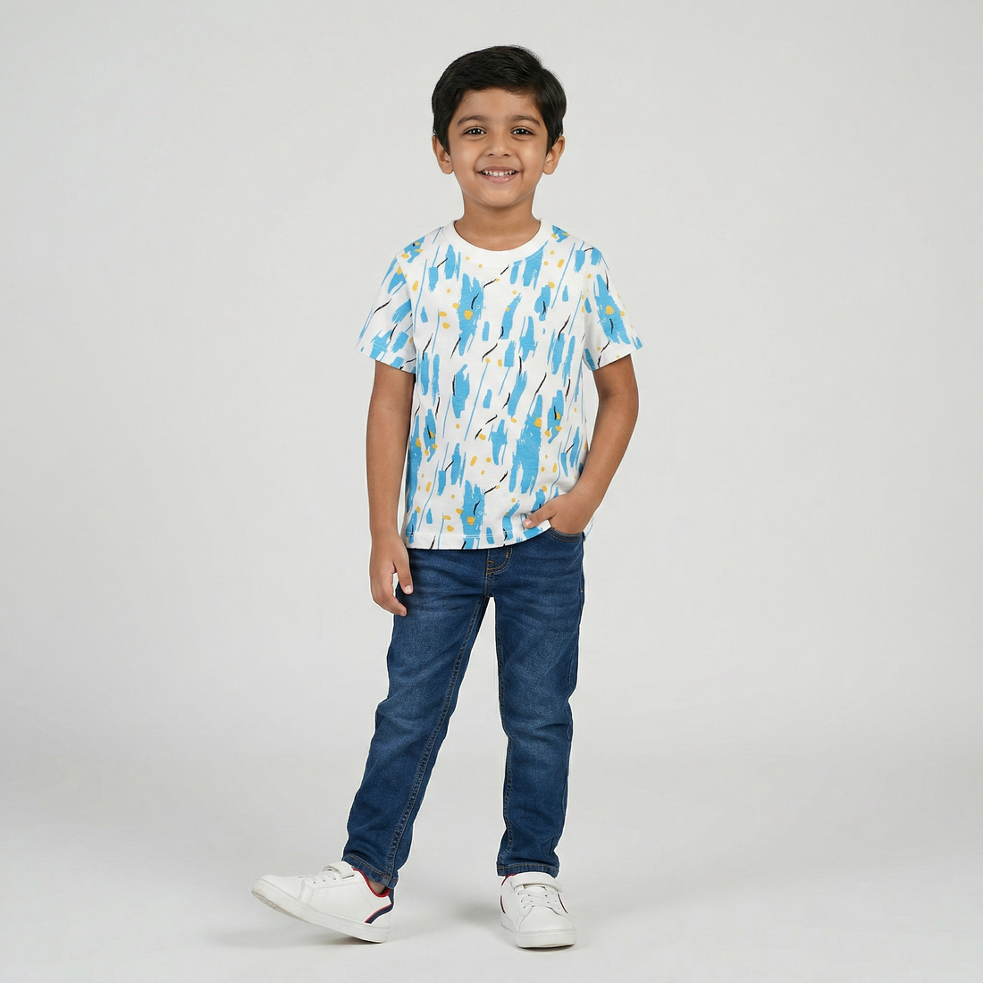 Boys Cotton Crew Neck Graphitee