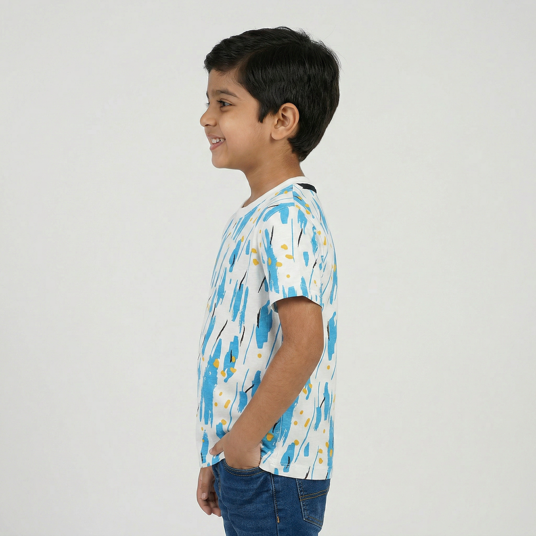 Boys Cotton Crew Neck Graphitee