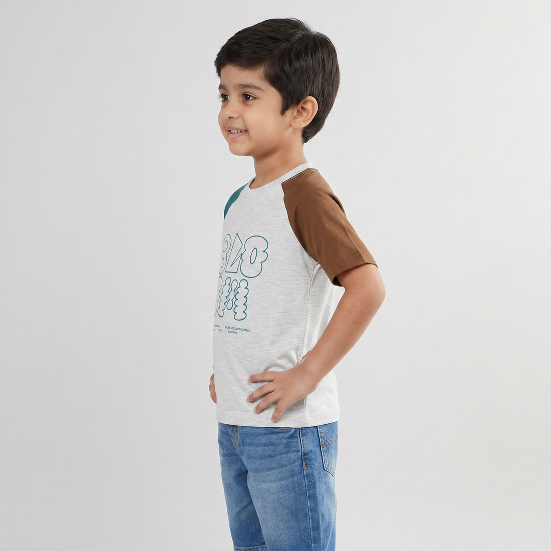 Boys Cotton Crew Neck Graphitee
