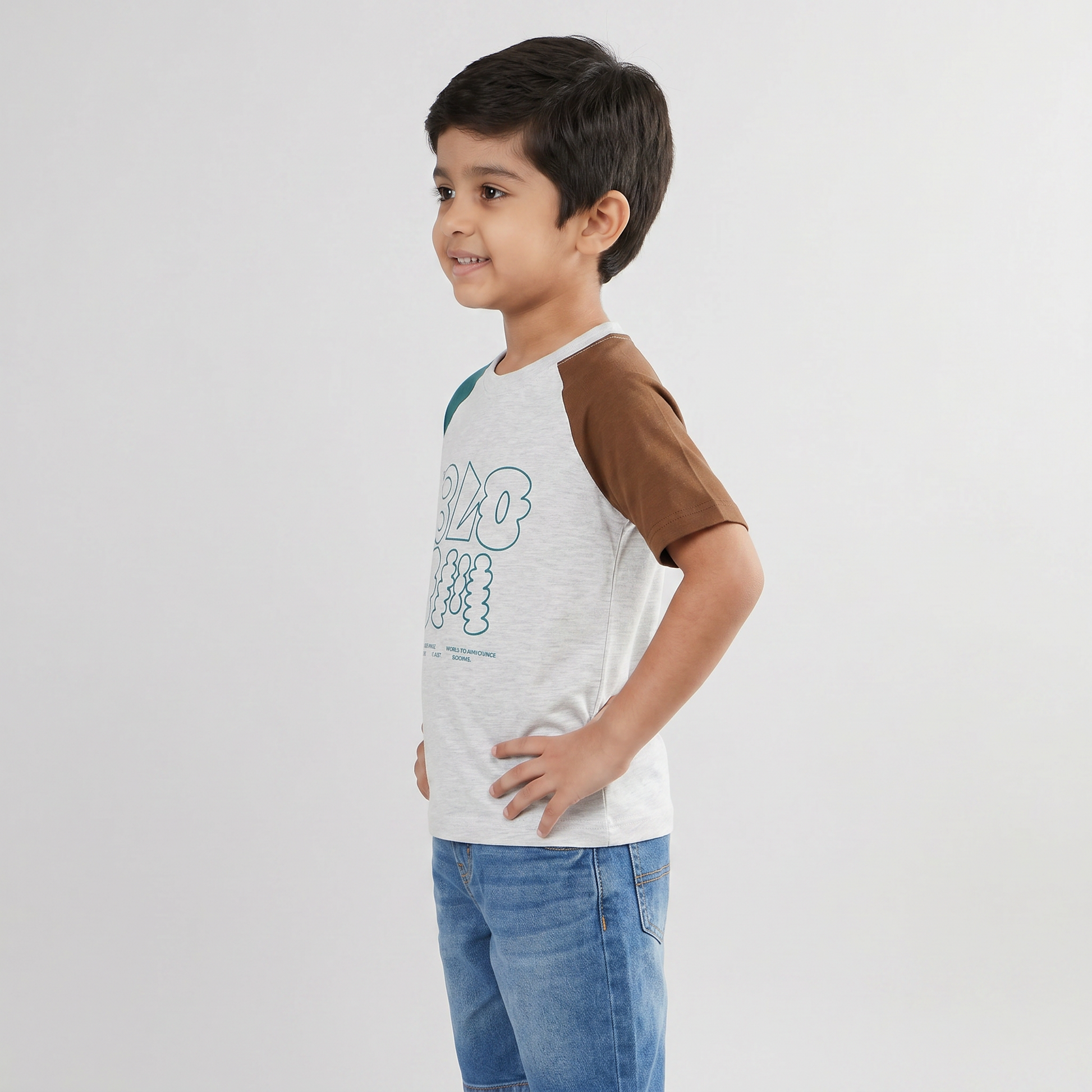 Boys Cotton Crew Neck Graphitee