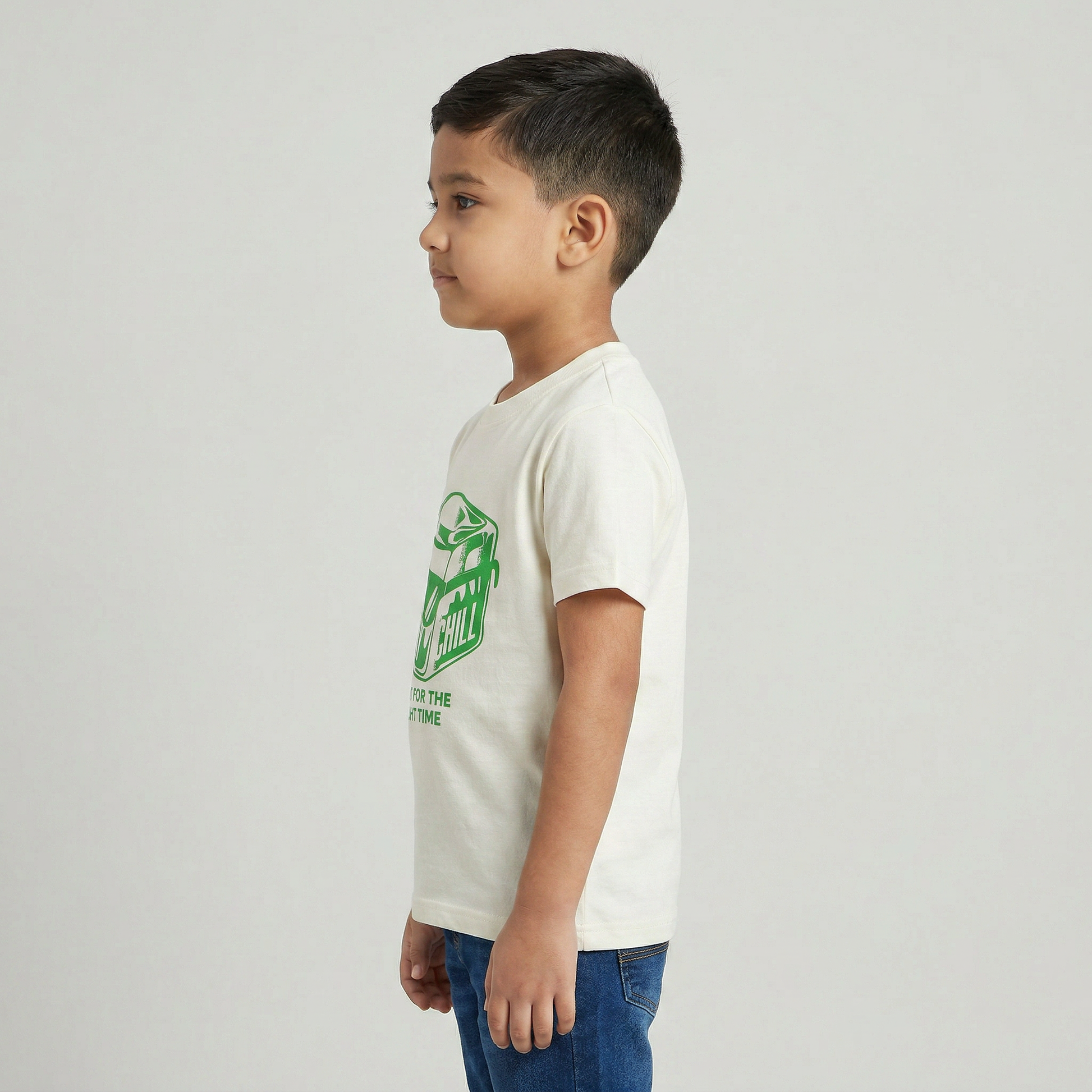 Boys Cotton Crew Neck Graphitee