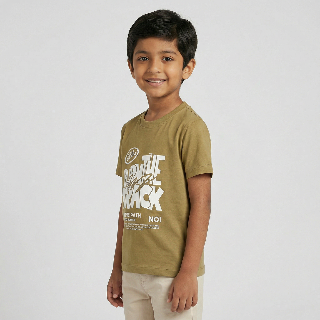 Boys Cotton Crew Neck Graphitee