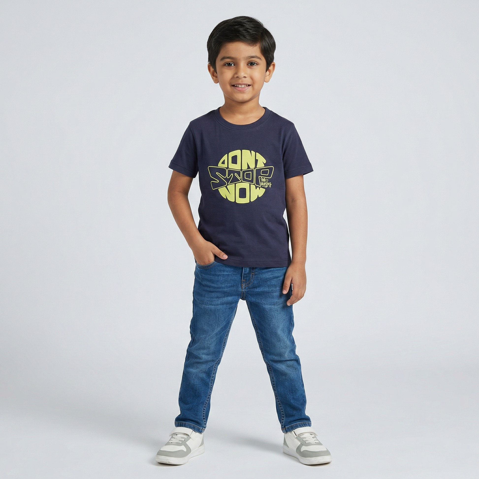 Boys Cotton Crew Neck Graphitee