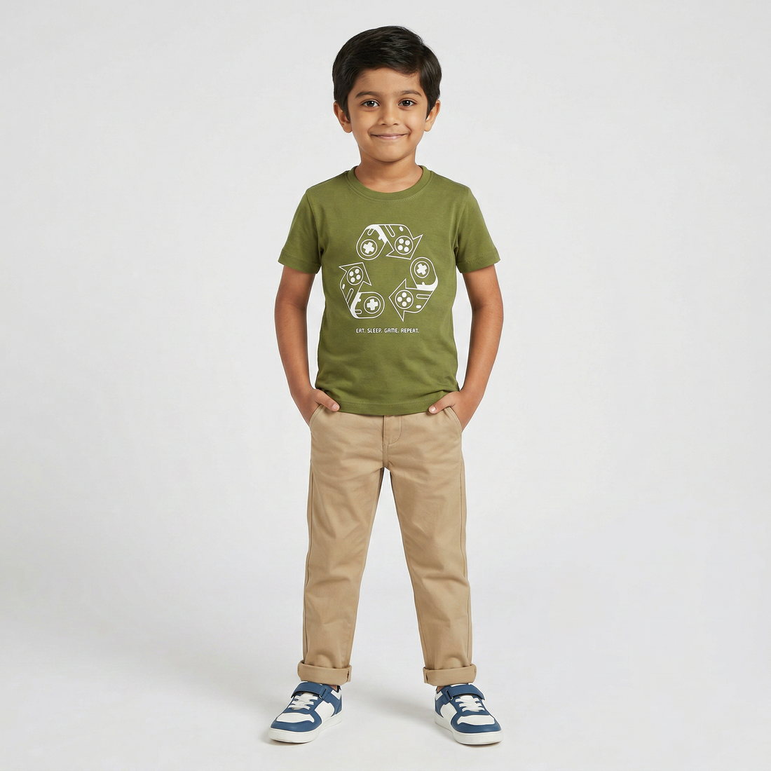 Boys Cotton Crew Neck Graphitee