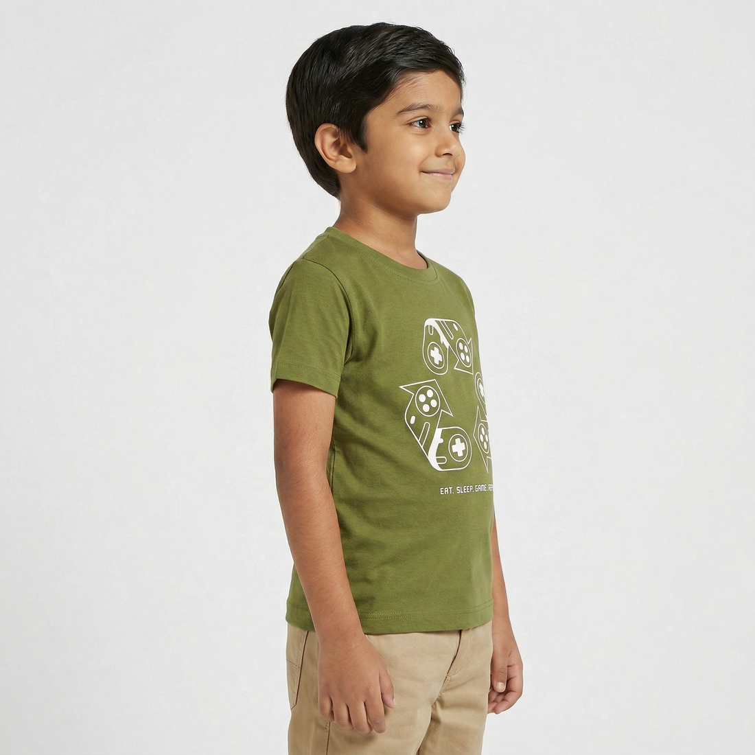 Boys Cotton Crew Neck Graphitee