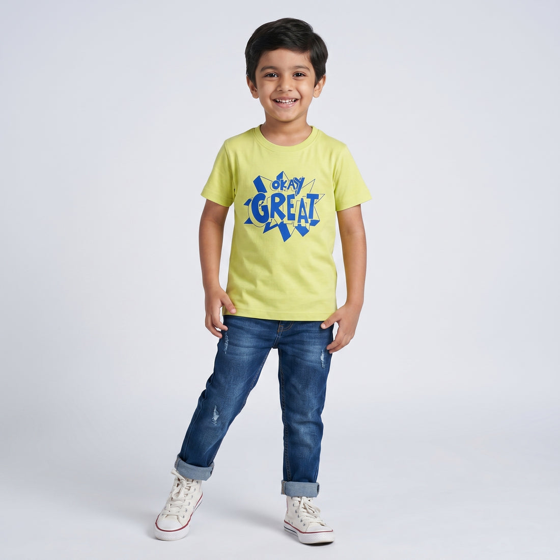 Boys Cotton Crew Neck Graphitee