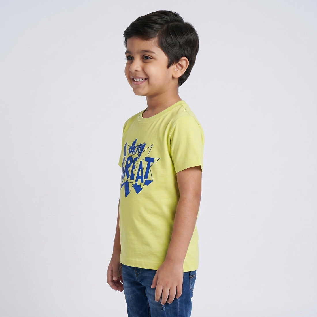 Boys Cotton Crew Neck Graphitee