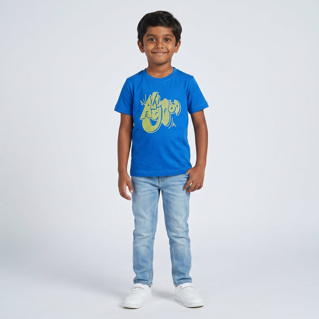 Boys Cotton Crew Neck Graphitee