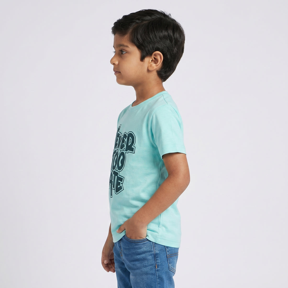 Boys Cotton Crew Neck Graphitee