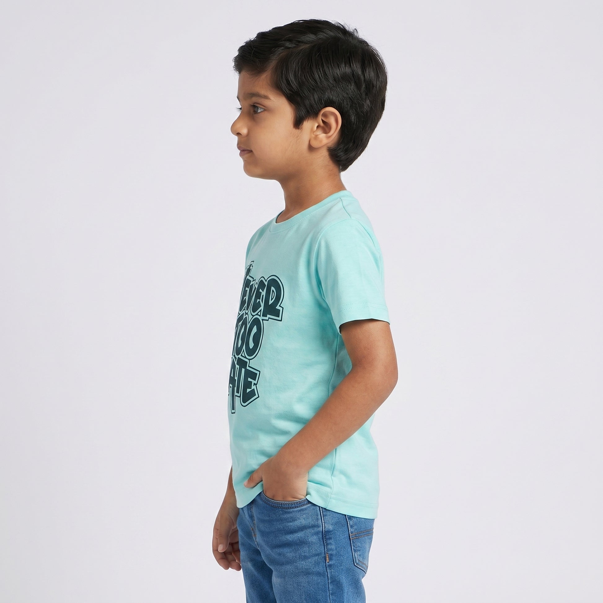 Boys Cotton Crew Neck Graphitee