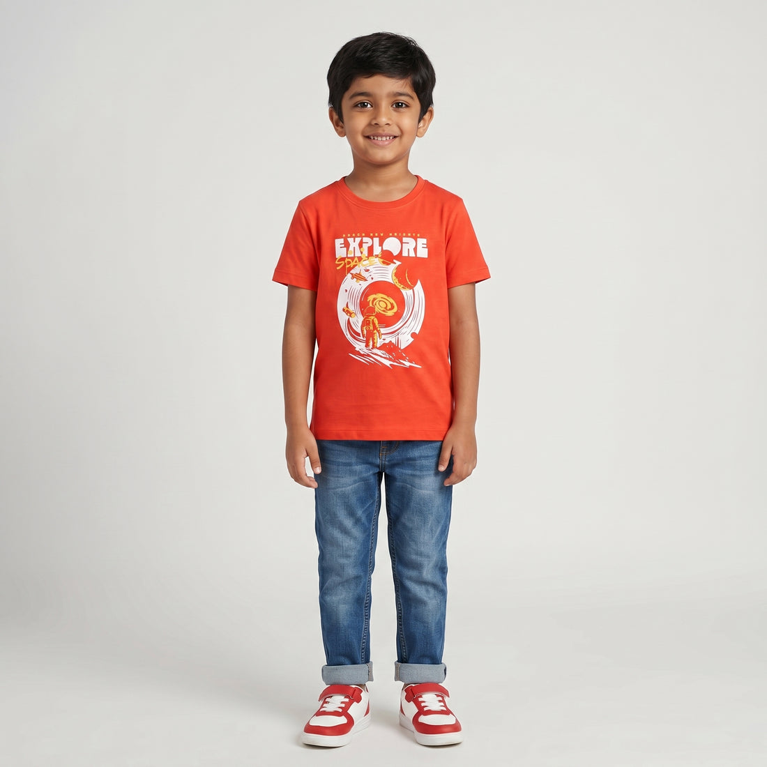 Boys Cotton Crew Neck Graphitee