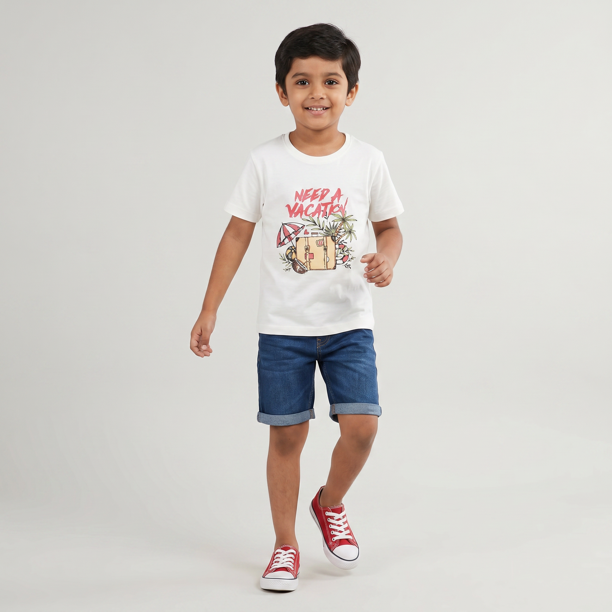 Boys Cotton Crew Neck Graphitee