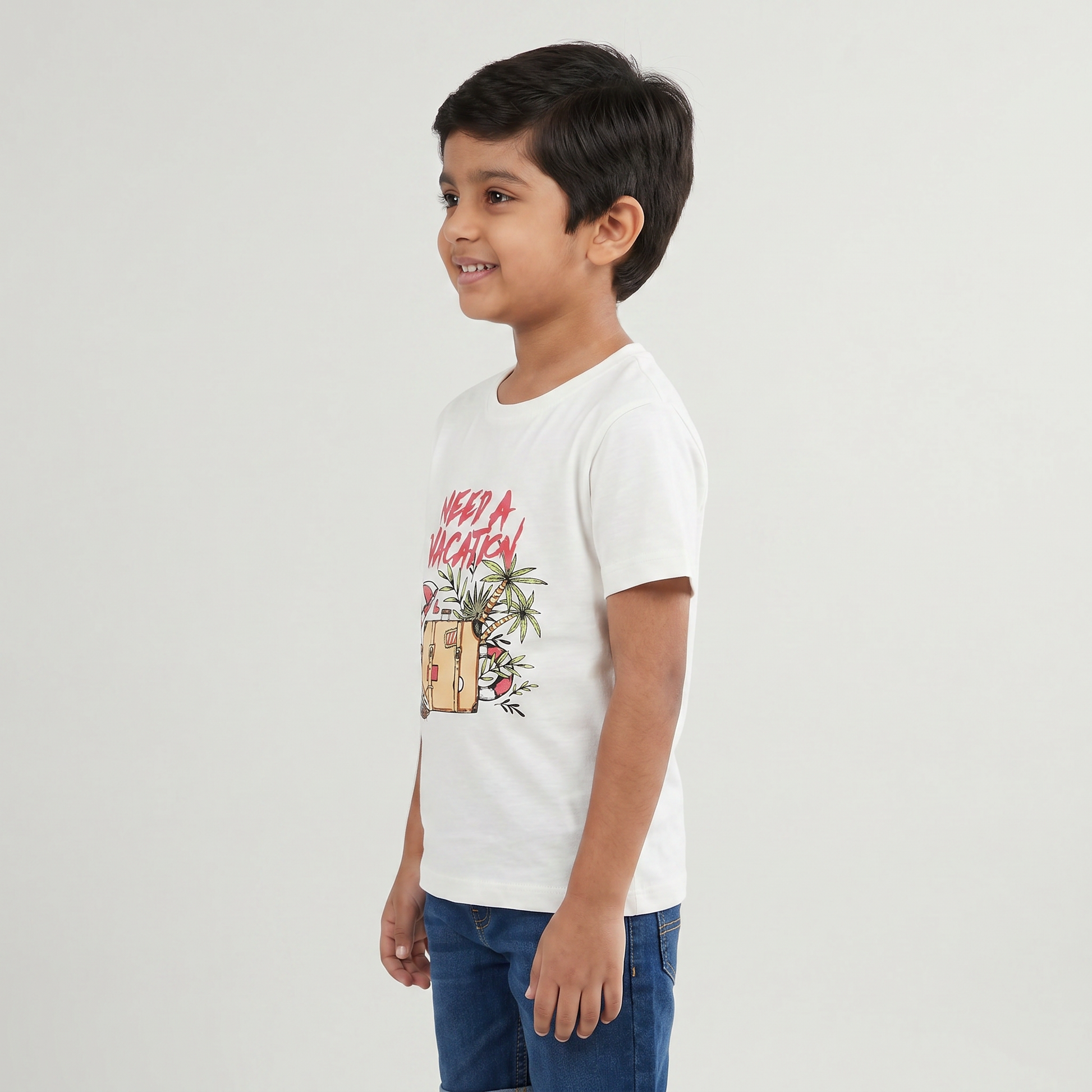 Boys Cotton Crew Neck Graphitee