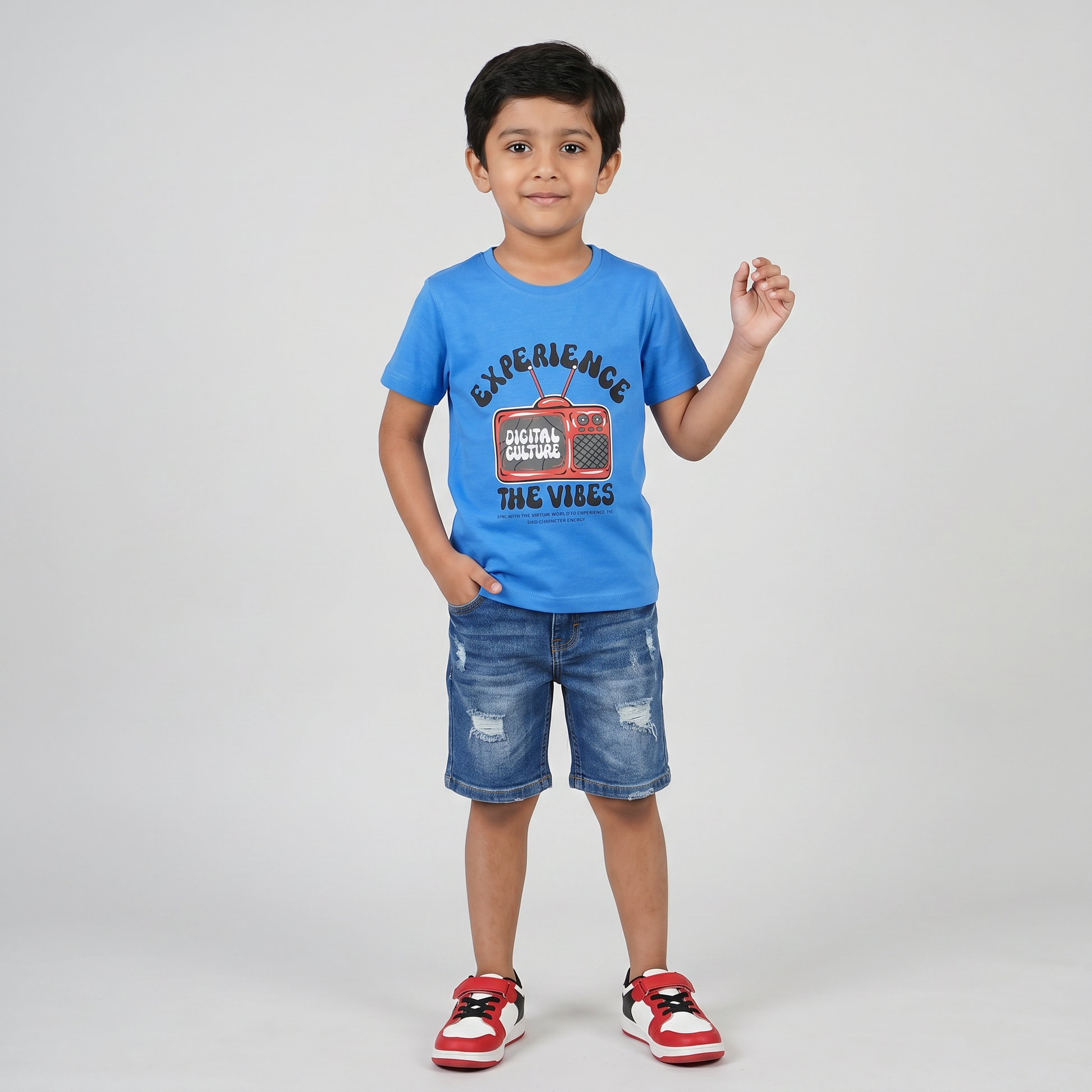 Boys Cotton Crew Neck Graphitee