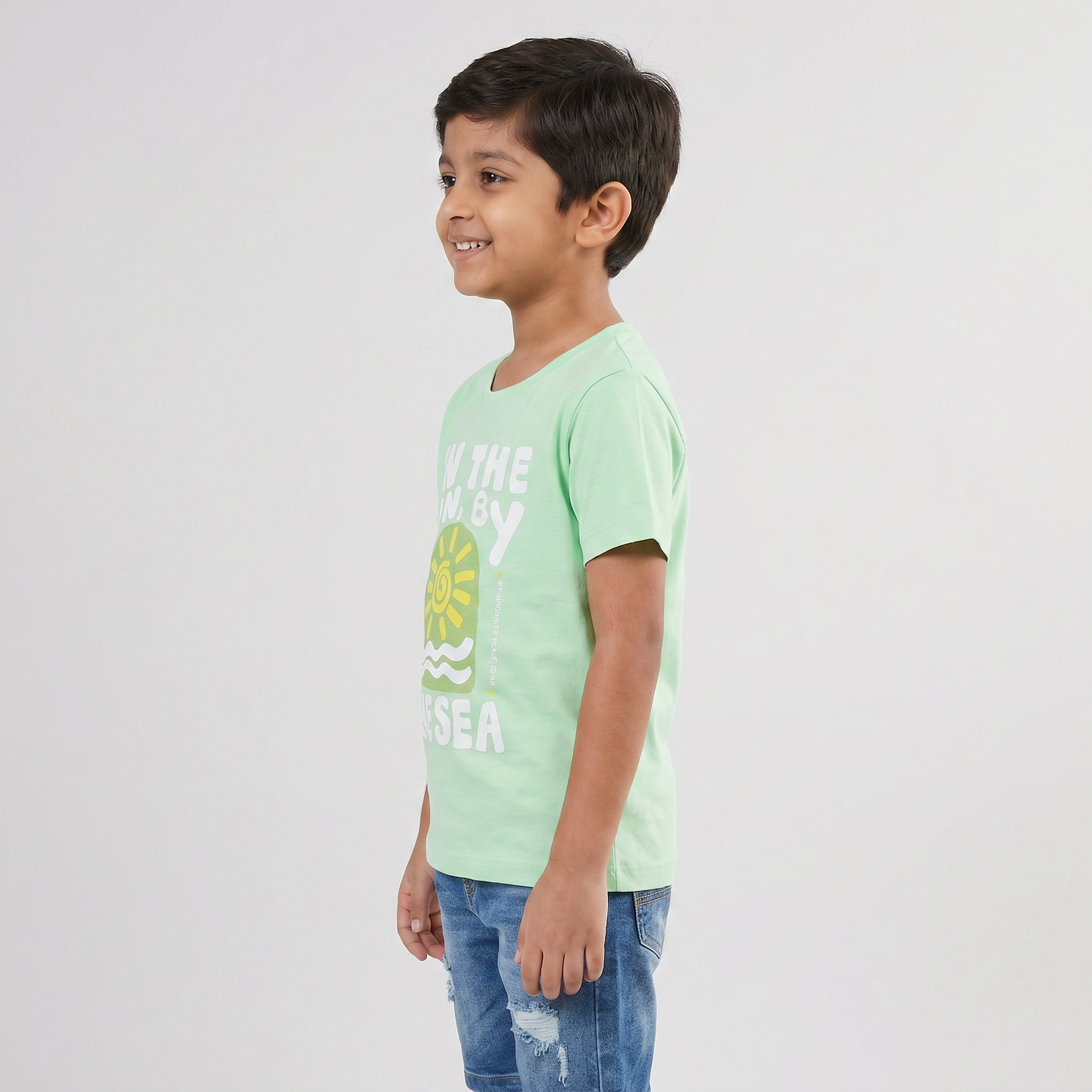 Boys Cotton Crew Neck Graphitee