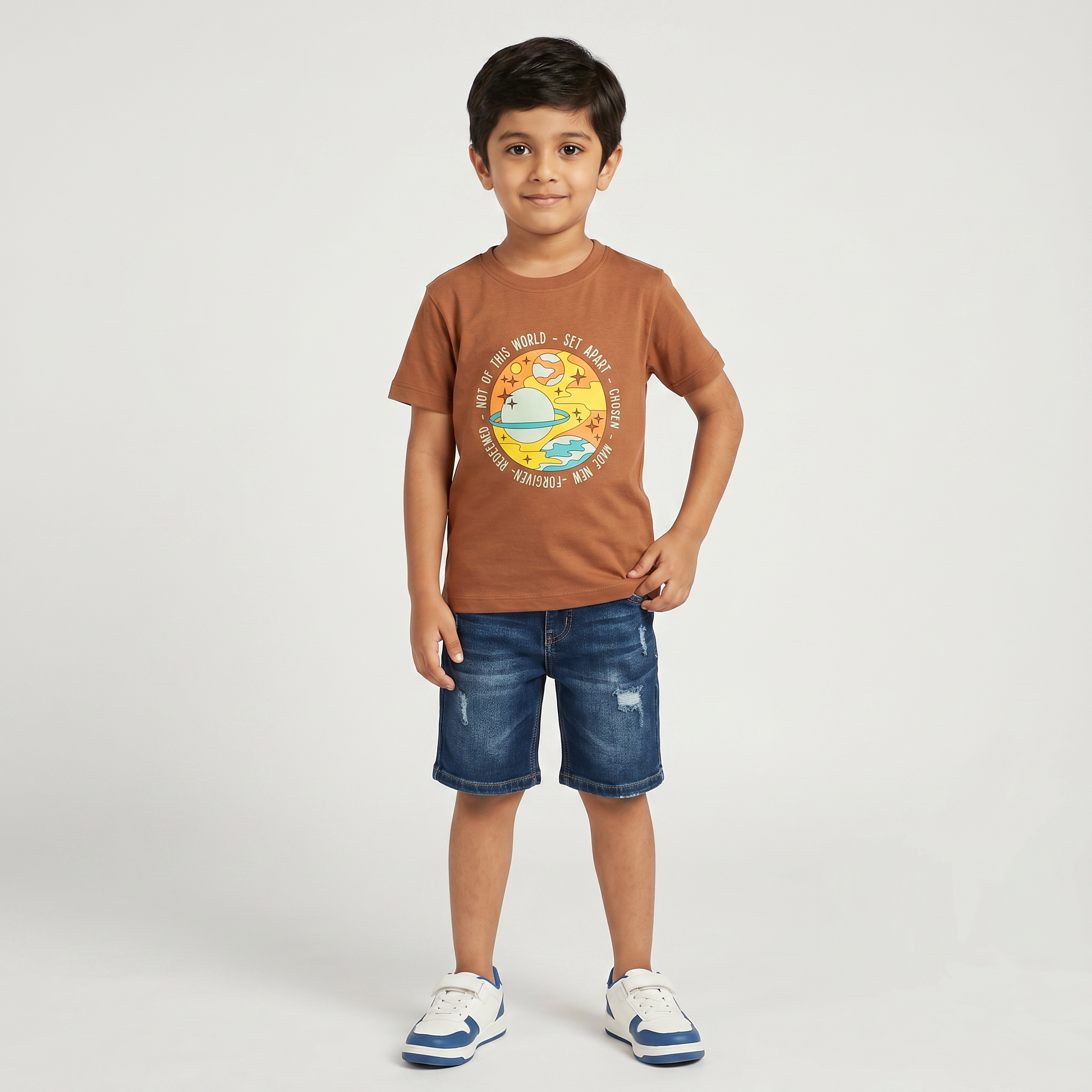 Boys Cotton Crew Neck Graphitee