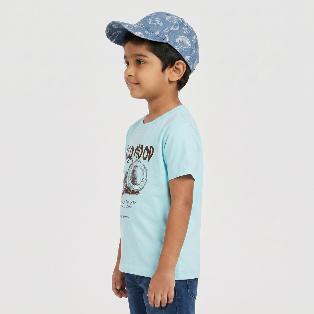 Boys Cotton Crew Neck Graphitee