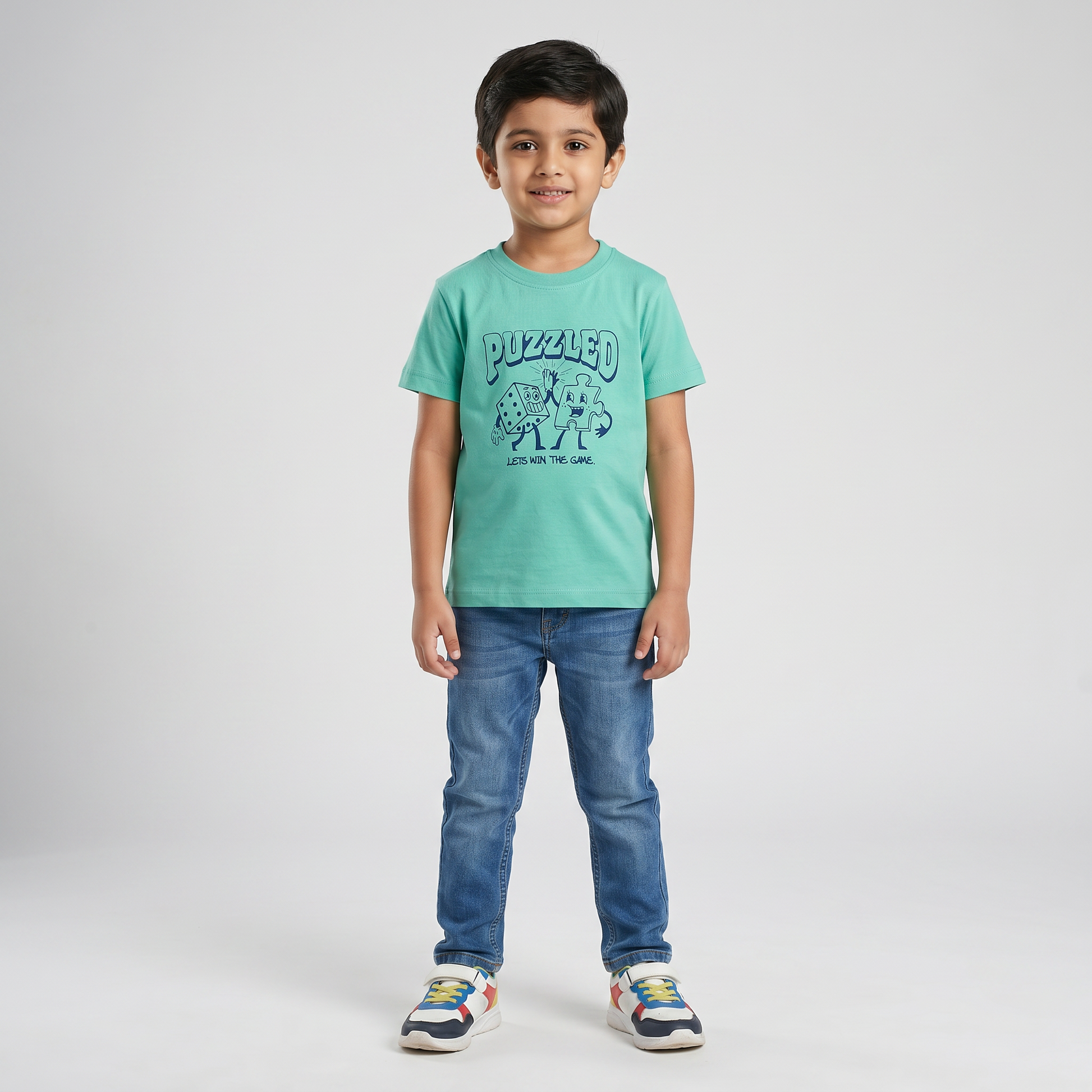 Boys Cotton Crew Neck Graphitee