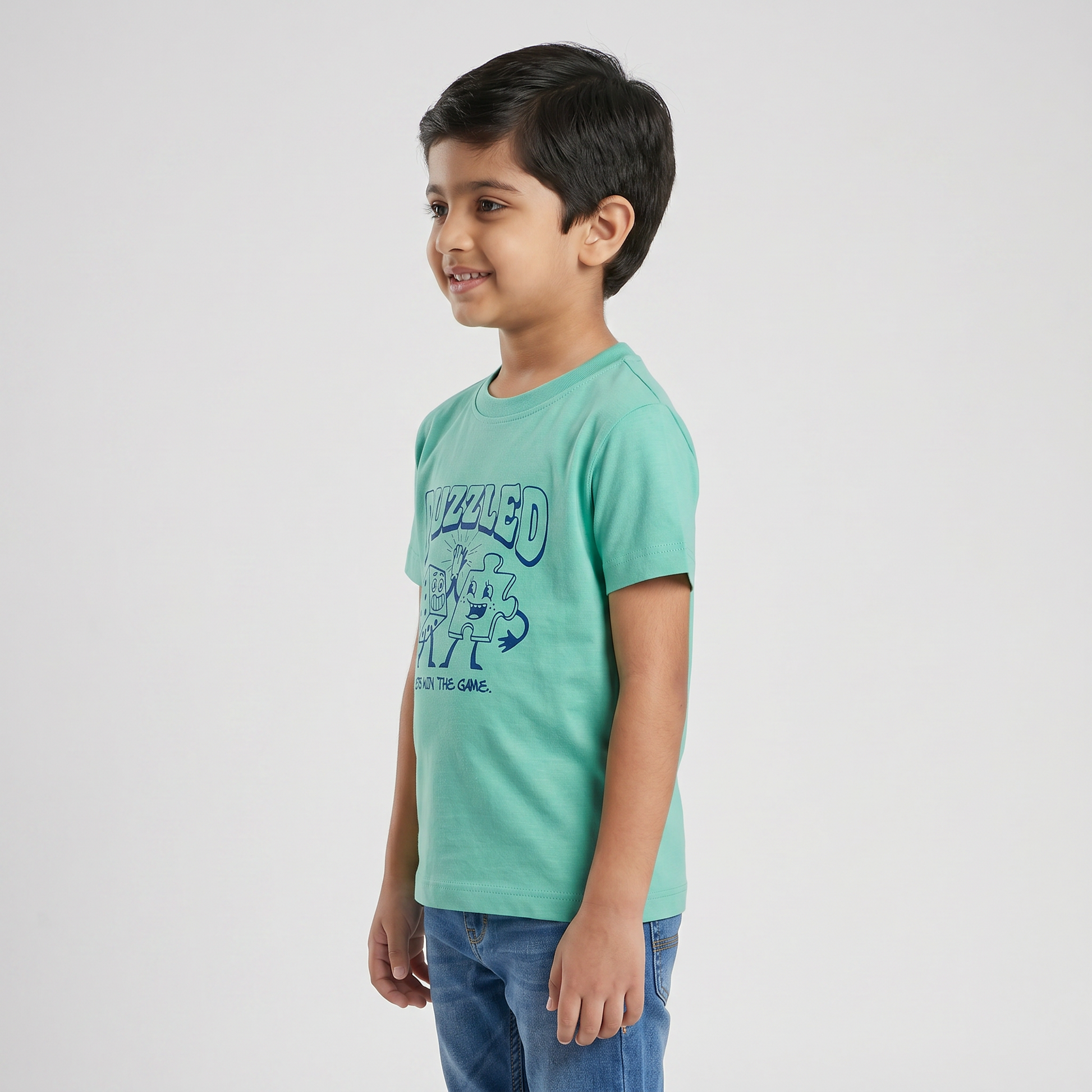 Boys Cotton Crew Neck Graphitee