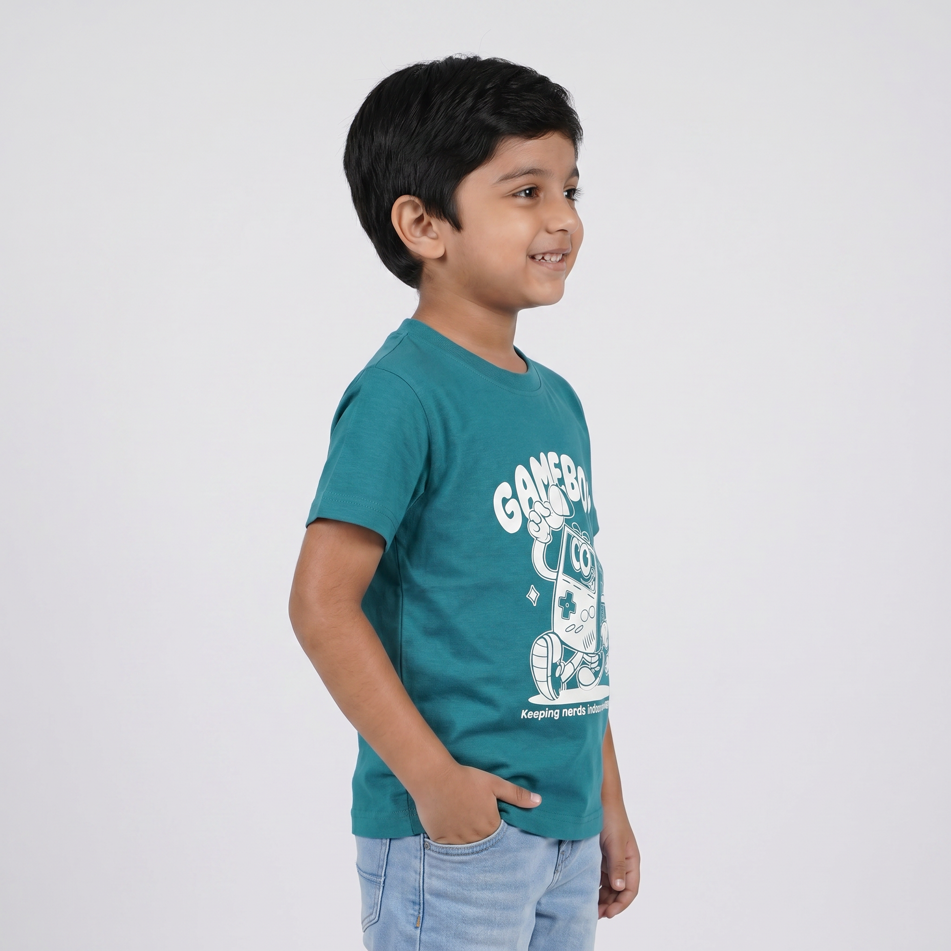 Boys Cotton Crew Neck Graphitee