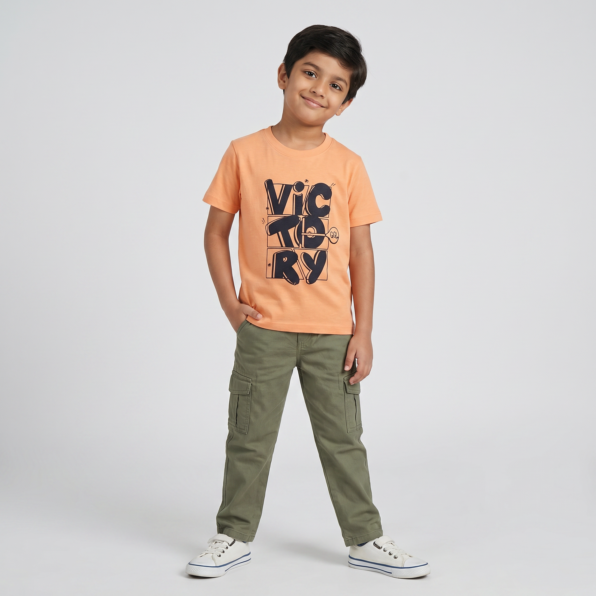Boys Cotton Crew Neck Graphitee
