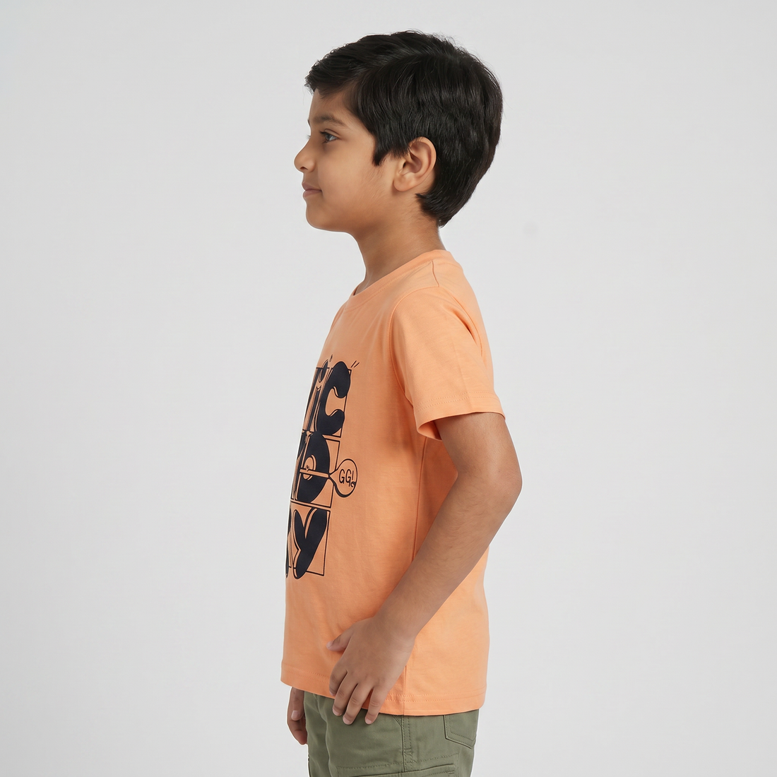 Boys Cotton Crew Neck Graphitee