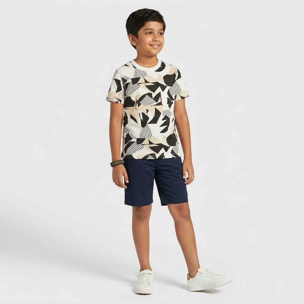 Boys Cotton Crew Neck Graphitee