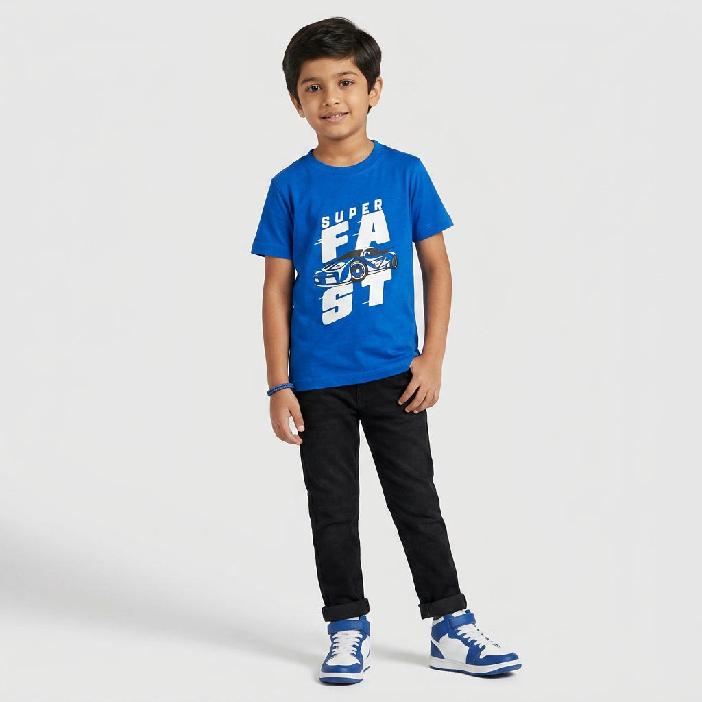 Boys Cotton Crew Neck Graphitee