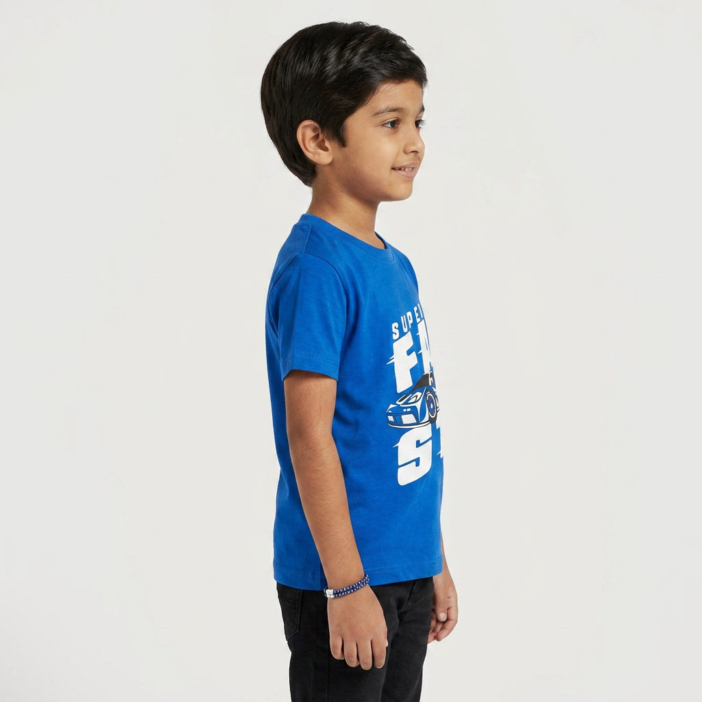 Boys Cotton Crew Neck Graphitee