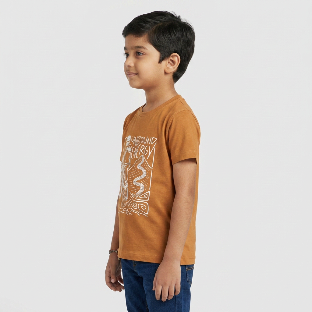 Boys Cotton Crew Neck Graphitee