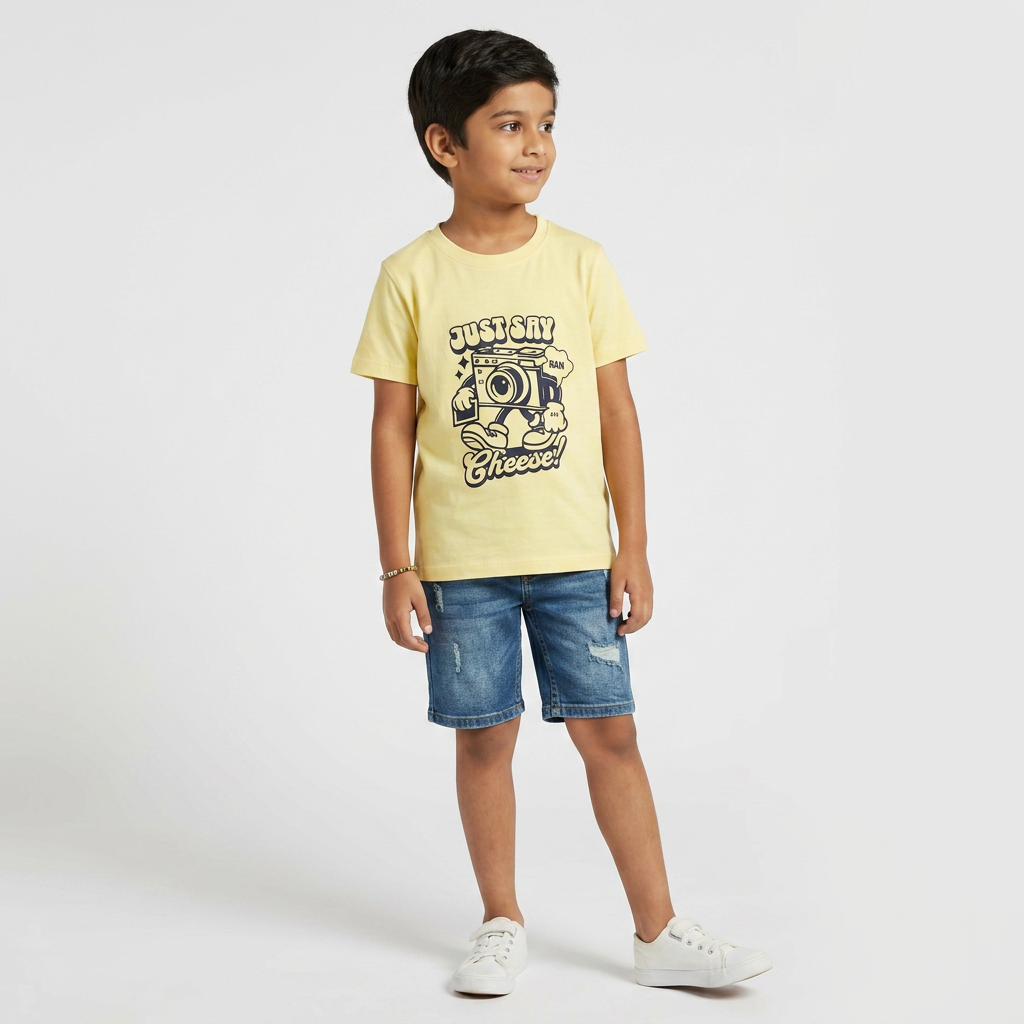 Boys Cotton Crew Neck Graphitee