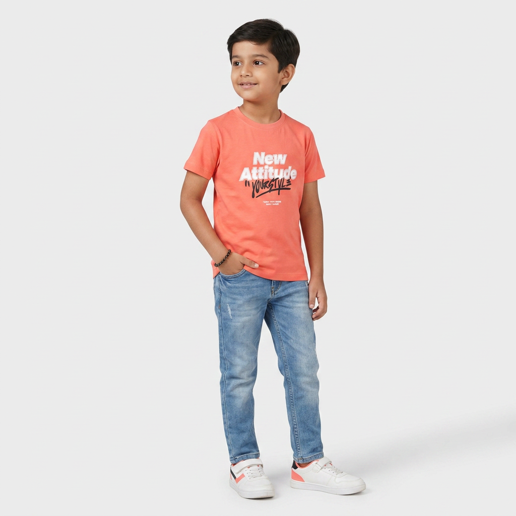 Boys Cotton Crew Neck Graphitee