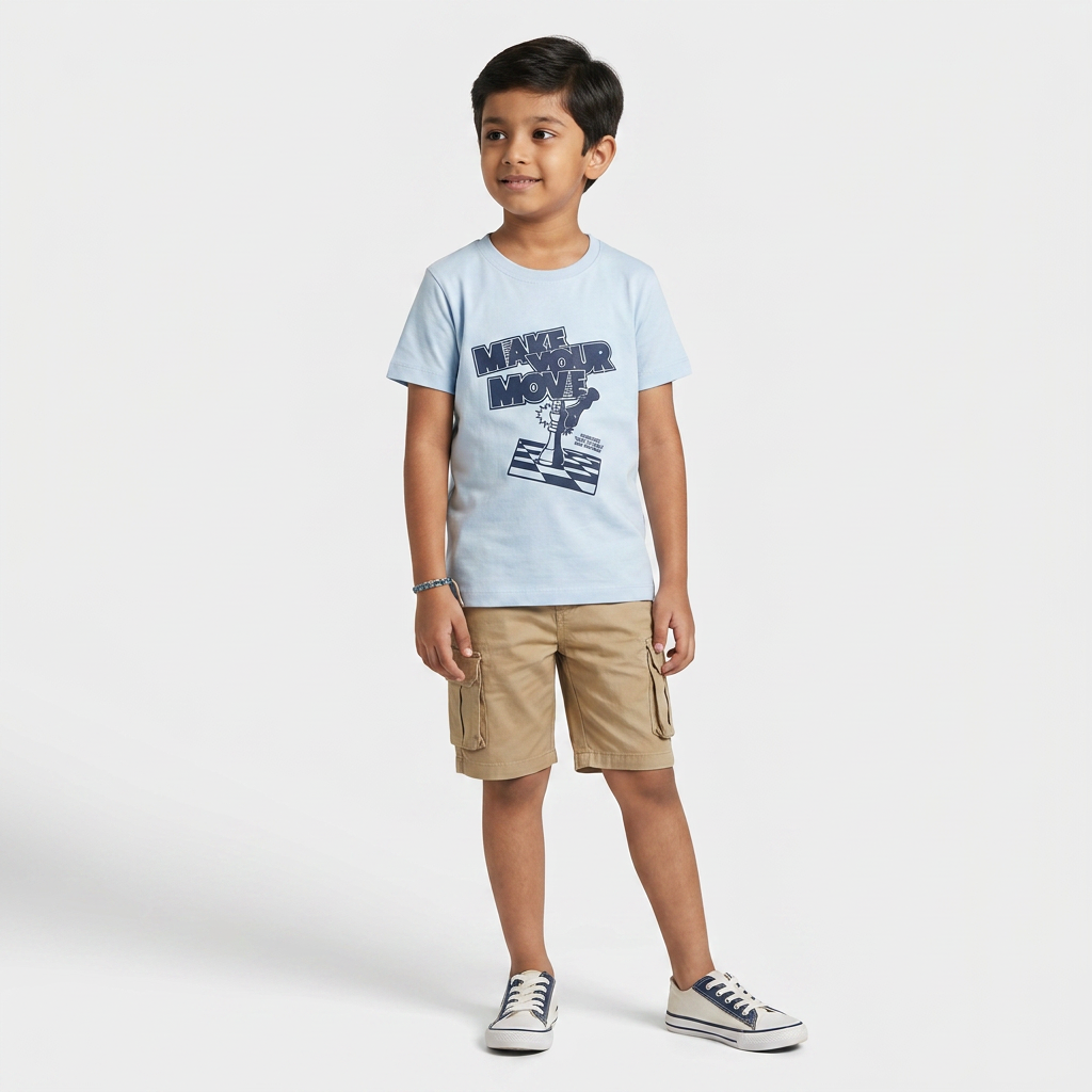 Boys Cotton Crew Neck Graphitee