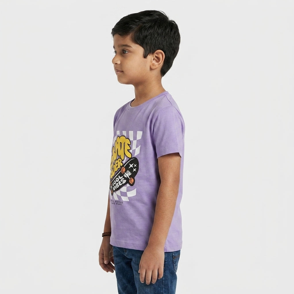 Boys Cotton Crew Neck Graphitee