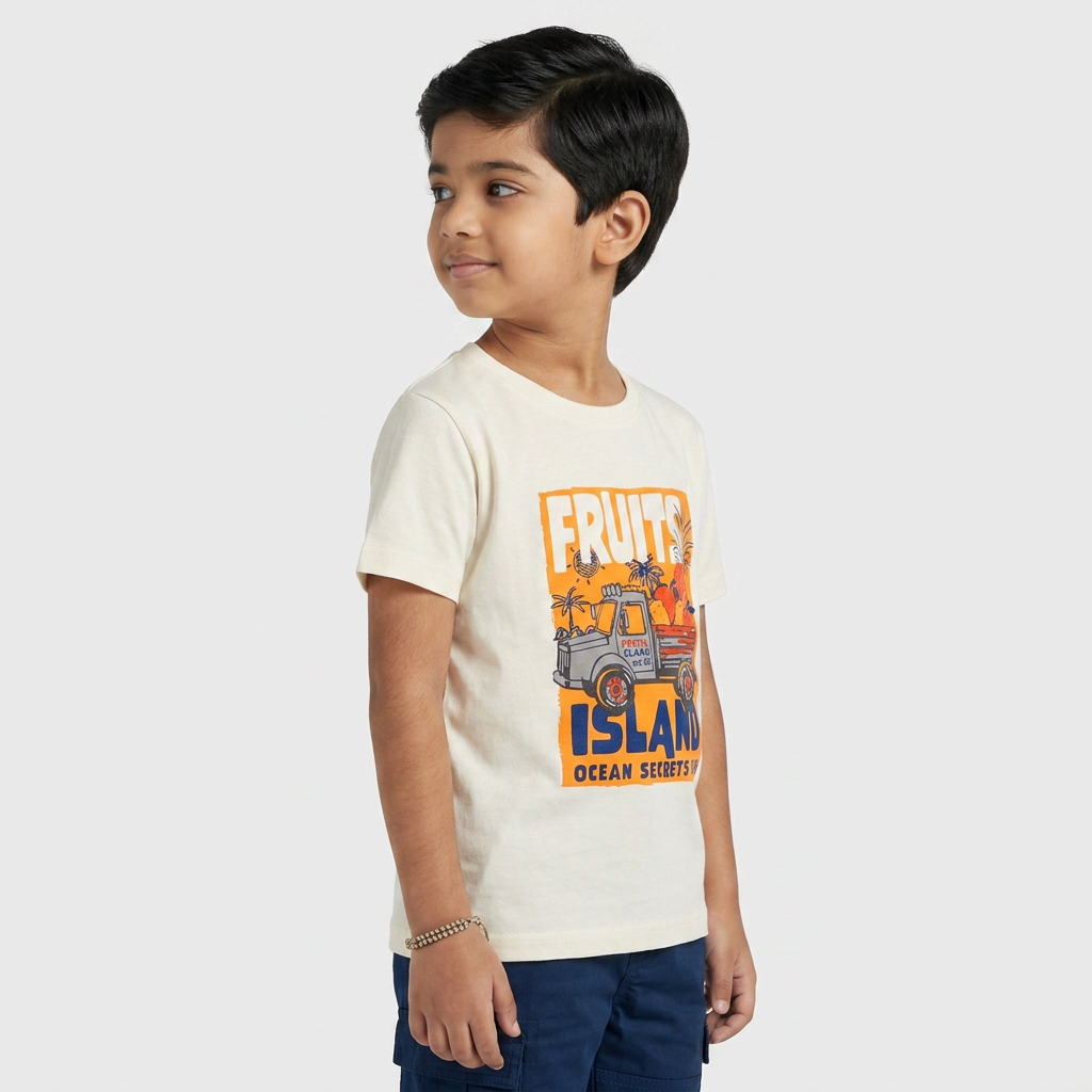 Boys Cotton Crew Neck Graphitee
