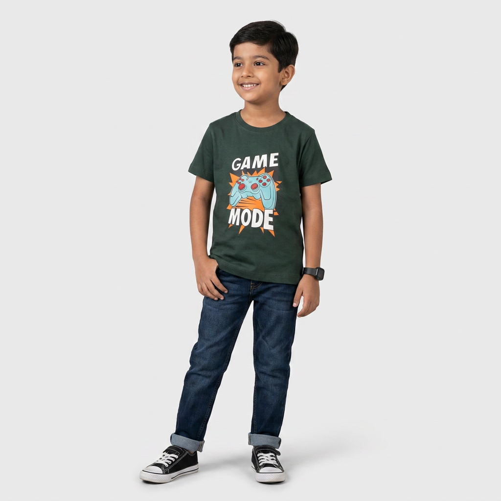 Boys Cotton Crew Neck Graphitee