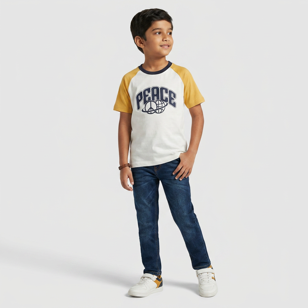 Boys Cotton Crew Neck Graphitee