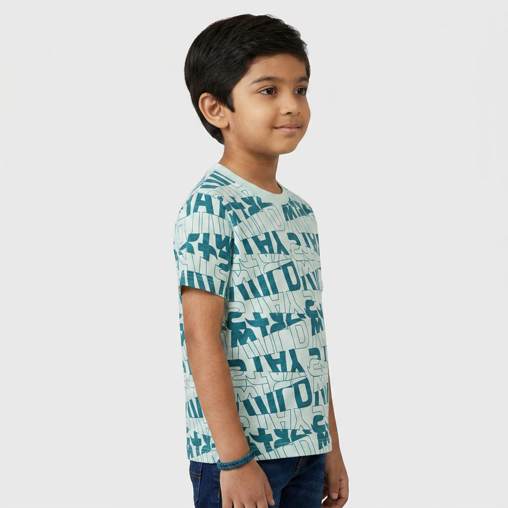 Boys Cotton Crew Neck Graphitee