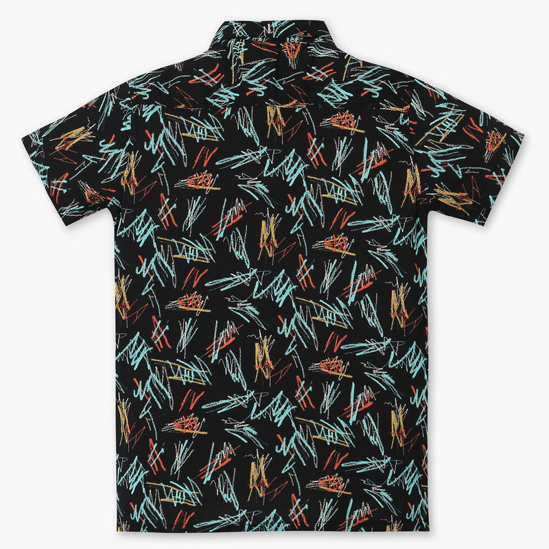 Boys Regular Fit Printed Cuban Shirt