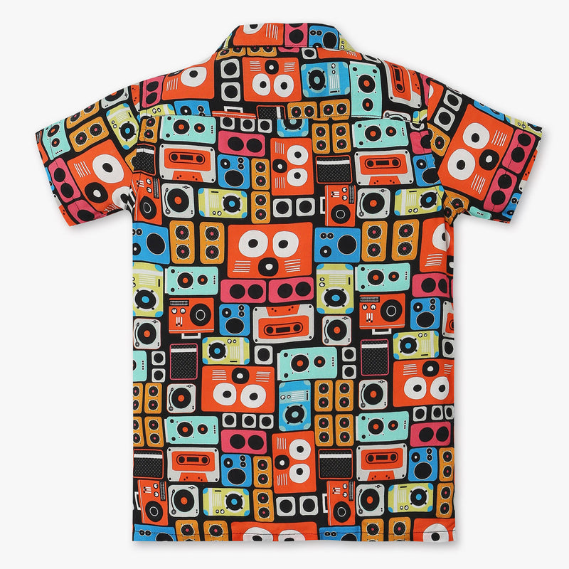 Boys Regular Fit Printed Cuban Shirt