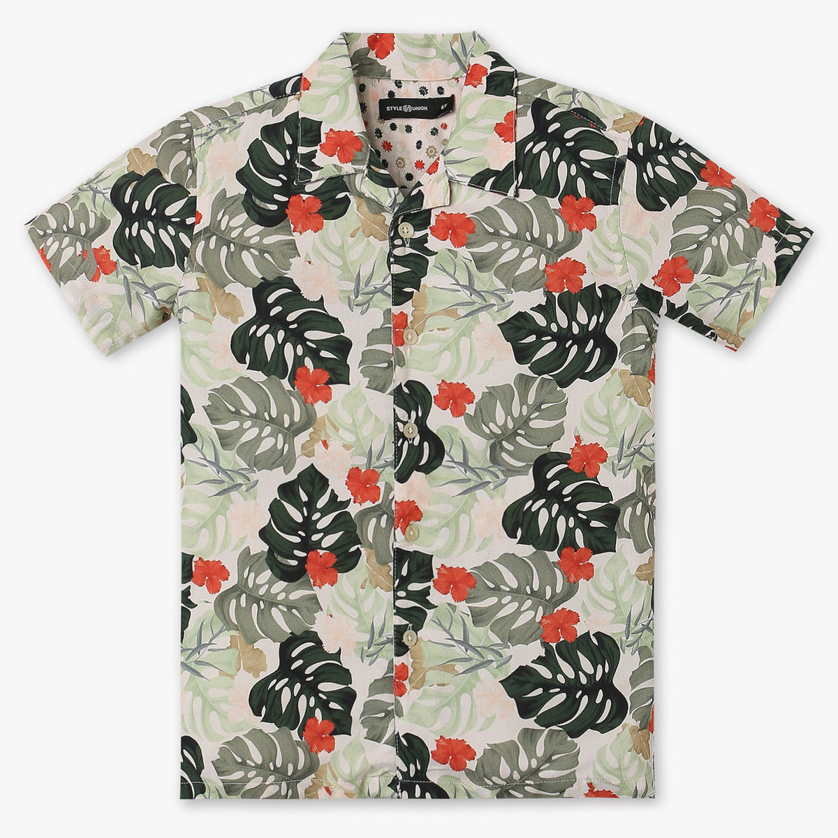 Boys Regular Fit Printed Cuban Shirt